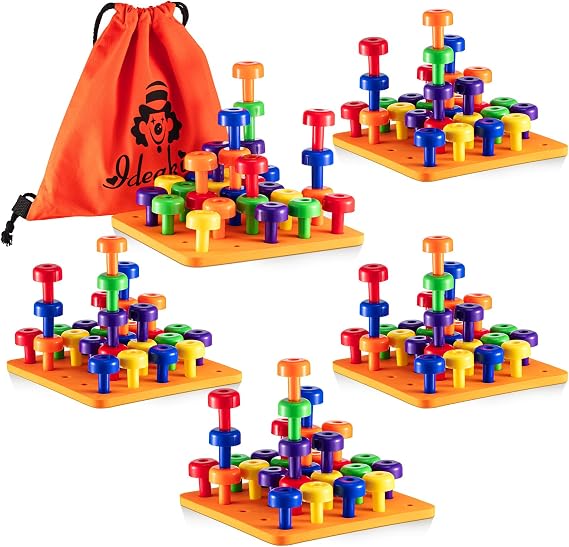 Shappy Toddler Peg Boards Montessori Stacking Toys,Orange