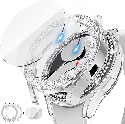 Tensea [22Pack for Samsung Galaxy Watch FE 20244 20215 2022 Screen Protector and Case 40mm, Bling Cover Tempered Glass Protective Film and Hard PC Bumper Diamond Crystal Frame for Women