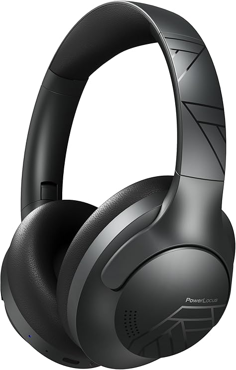 PowerLocus Bluetooth Headphones Over Ear, 50H Playtime with 4 EQ Modes Wireless Headphones with Microphone, HiFi Stereo Deep Bass, Soft Ear Cups, Foldable Lightweight Headset for Travel/Office/Workout