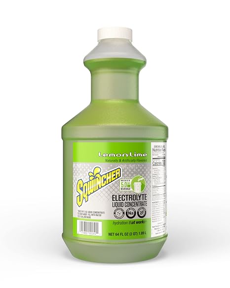 Sqwincher Electrolyte Liquid Concentrate, Lemon-Lime Mix, 64 oz Jug, 6 Pack | Electrolyte liquid concentrate supports hydration; mix with water, each 64 oz bottle makes 5 gallons for high volume use