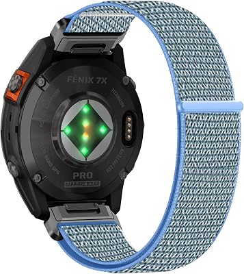 Nylon Band for 51mm of Garmin Fenix 8 ProQuatix 8Tactix 8D2 Mach 2, 26mm Sport Wristband Quick Fit Replacement Strap for Garmin Fenix 7X7X Pro6X, D2 Mach 1 Pro, Enduro 32 - Lake Blue
