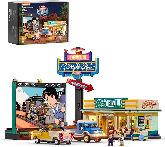 Lumibricks Drive-in Theater Lighting-Building-Bricks-Set, 1760 Pcs Cinema | Road Trip Night Glow Car Cinema Collection LED Building Set for Adults and Travelling Enthusiasts, Stress-Relief Toys