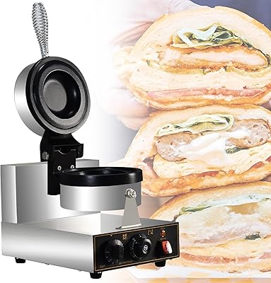 Electric UFO Hamburger Making Machine,1300 W Non Stick Ice Cream Filling Burger Waffle Maker Tabletop,for Bakeries, Restaurants, Kiosks, Canteens,110V