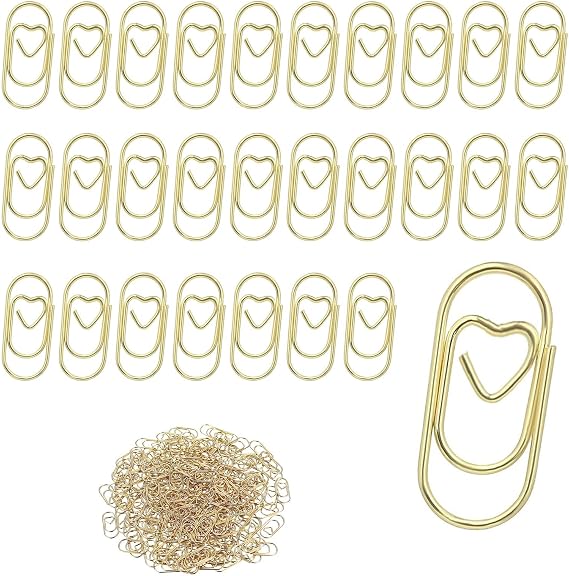 Shirene Büroklammern Herz Gold130 Stück Büroklammern Set Herzförmige Büroklammern Paper Clips Klein Büroklammer Herzförmigem Motiv Schreibtisch Zubehör Aesthetic für SchuleBüroOrdner