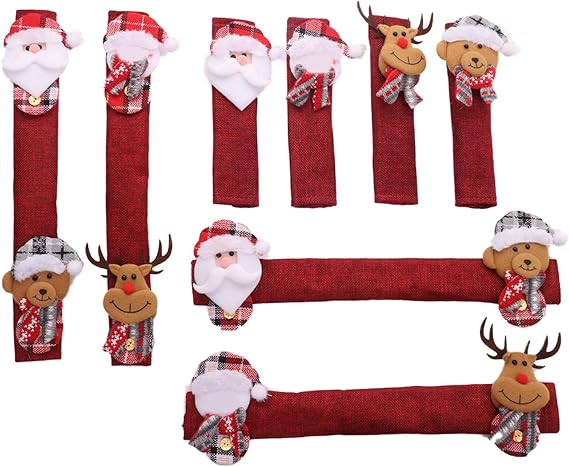Refrigerator Door Handle Covers, 8pcs Christmas Adorable Snowman Microwave Handle Covers Protector for Kitchen Decorations