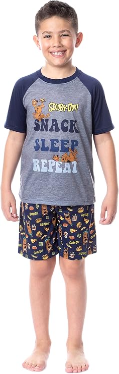 INTIMO Scooby-Doo Boys' Snack Sleep Repeat Scooby Sleep Pajama Set Short