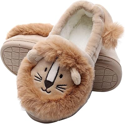 Boys Girls Warm Slippers Shoes Kids Cartoon Animal Winter Indoor Household Shoes