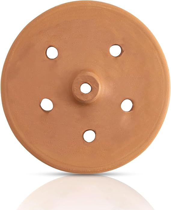 Hakan Handmade Clay Dolma Lid Cover, Unglazed Terracotta Grape Leaf Roll Lid, Natural Earthenware Weighted Cooking Grill Press | Medium 21 cm - 8.3 in