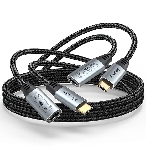 6FT USB C Extension Cable 2-Pack, 100W, 10Gbps, 4K Video, USB 3.2 Gen2