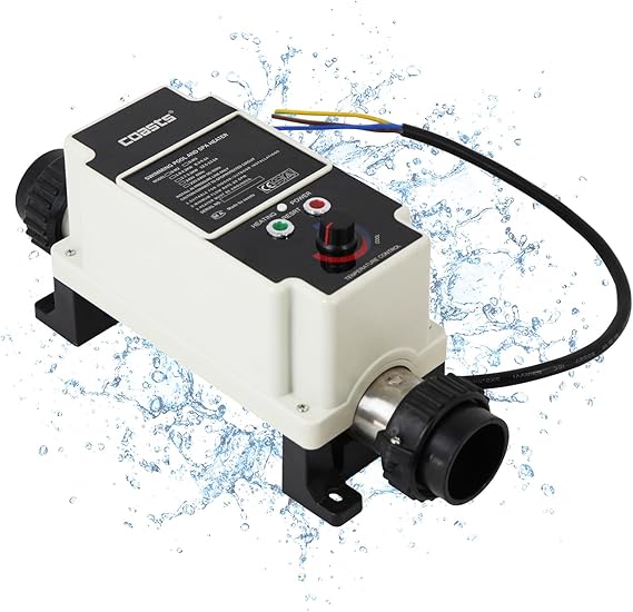 cjc Electric Pool Heater Thermostat, 220V 3KW Hot Tub Spa Heaters Thermostat, Hot Tub Heater with Internal Circulation System for Small Pool, Hot Tub, Spa, Bathtub