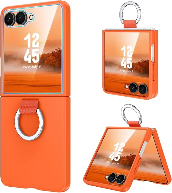 GaoBao for Samsung Galaxy Z Flip 8 Case with Ring, Orange