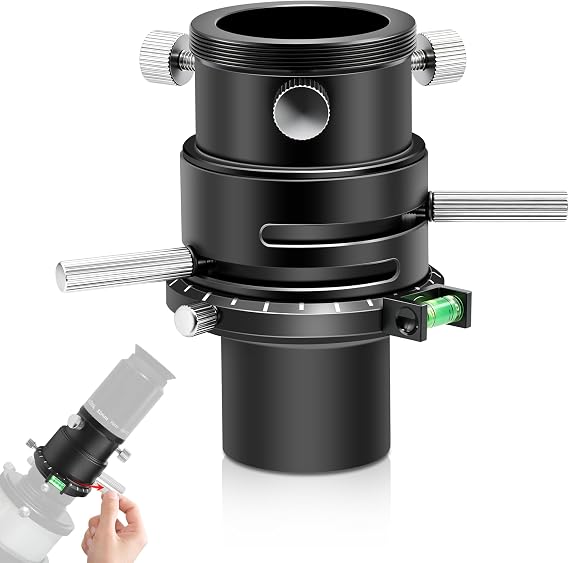 Astromania ADC Atmospheric Dispersion Corrector 1.25 Inch for Telescope | Telescope-Side 1.25 Inch Tube with Filter Thread,2.5 Degree Prism Adjustment Range,T2 Camera Connection for Astrophotography