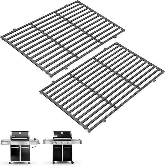 Genesis Grill Grates for Weber 300 Series (E310 E320 E330 S310 S320 S330) - 19.5" Cast Iron Heavy Duty Cooking Grates Replacement Parts for Weber 7524/7528, Superior Heat Retention & Sear Marks