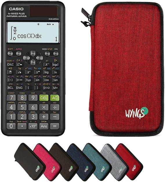Casio fx-991ES Plus 2nd Edition with WYNGS Protective Case Red - Scientific Calculator - Basic Package