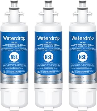 Waterdrop ADQ36006101 Replacement for LG LT700P Refrigerator Water Filter, Kenmore 9690, 469690, ADQ36006102, LFXS30766S, LFXS24623S, FML-3, RFC1200A, RWF1200A, WSL-3, 3 Filters