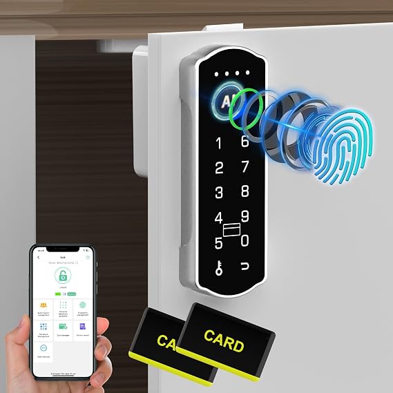 Eseesmart Smart Cabinet Lock, Magnetic Digital Electronic RFID Keyless Bluetooth Child Safe Baby Proof Safety Drawer Locks for Adult Cabinet Wardrobe Wine Cooler File Dresser Desk, Silver
