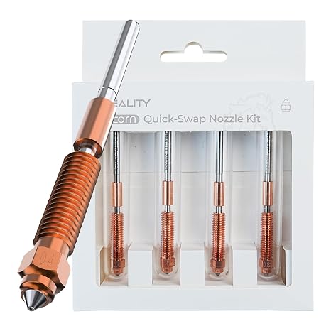 Creality K1 Series Quick-Swap Nozzle Kit 0.4mm*2+0.6mm+0.8mm, Steel-Tipped Copper Nozzle and Titanium Alloy Heatbreak, for K1 SE/K2 SE/K1C/K1 Max/Ender-3 V3 Plus