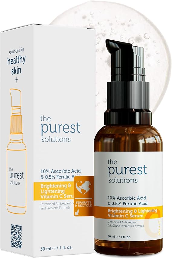 The Purest Solutions, Vitamin C Brightening and Skin tone Synchronizer Skin Care Serum 30 ml (10% Ascorbic Acid & Ferulic Acid 0.5%)