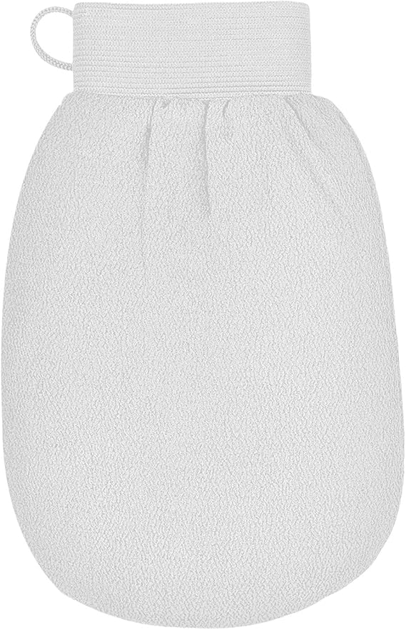 Cheekyglo Body Exfoliator Gloves - White, Viscose Fibre, Exfoliating, Glove, Shower Gloves with Hanging Loop for Bath Accessories