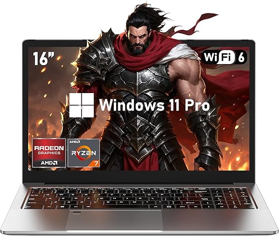 Gaming Laptop, 16 Inch Lap Top Computer 2026 with Ryzen 7 5825U Processor, 32GB DDR4, 1T SSD, Window 11 Pro, Backlit Keyboard, FHD Display 1920*1080P, WiFi 6, HDMI, for Student, Office, Business