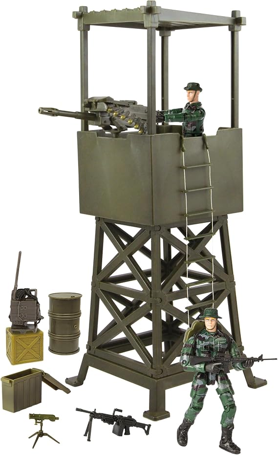Peterkin World Peacekeeper Militärischer Aussichtsturm mit beweglichen Figuren Maßstab 1:18 Actionfiguren und Zubehör ab 3 Jahren