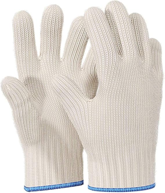 Heat Resistant Gloves Oven Gloves Heat Resistant with Fingers Kitchen Mitts Pot Holders Cotton Mitts Kitchen Double Oven Holders with Fingers White 1 Pair