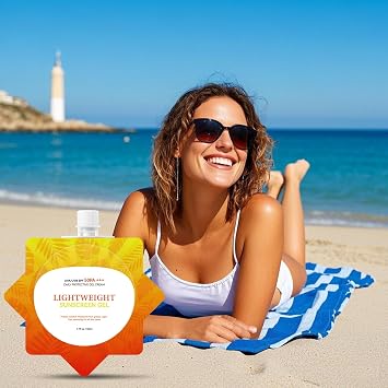 Ultra-Lightweight Dry-Touch Water-Resistant Sunscreen SPF50 PA+++, Broad Spectrum UVA/UVB Protection, Airy-Fit Sunscreen Gel, Oil-Free Non-Greasy Formula, No White Cast, for Sensitive Skin,1.7 Fl Oz