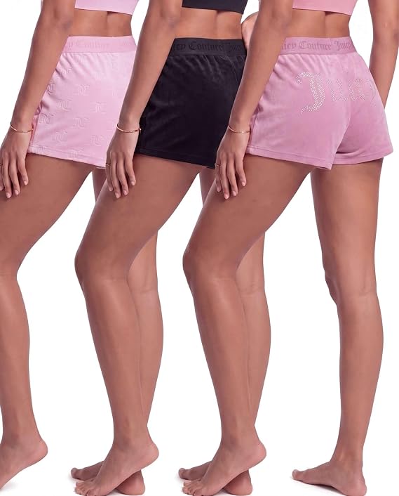 Juicy Couture Women's Velvet Fleece Pajama Shorts, Designer Sleep and Lounge Shorts for Women
