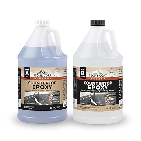Stone Coat Countertops Epoxy Resin Kit for Countertops, Bar Tops, 2 Gallon | UV, Scratch & Heat Resistant, Food Safe for Kitchen Countertop, Tabletop, Shower Walls, Wooden Bar Top, Art Craft Projects