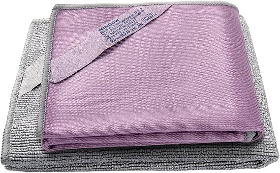 NΘrwex Basic Package Window Cleaning Cloth and EnviroCloth Glass Cloth, Cleaning Cloth, Streaks Scratches Free, Just Add Water (Purple 1 Pack, Grey 1 Pack)