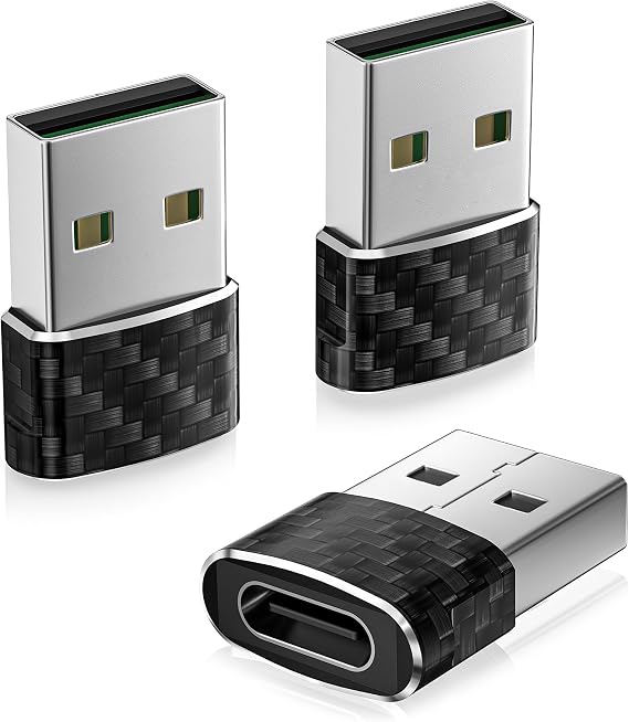 Basesailor USB to USB C Car Charger Adapter 3Pack,USBC CarPlay Converter | Type C Female to USBA Male Cable Adaptor for Apple iPhone 17 17e 16 16e 15 Pro Max,Samsung S26,Not for iPad/Magsafe/HomePod