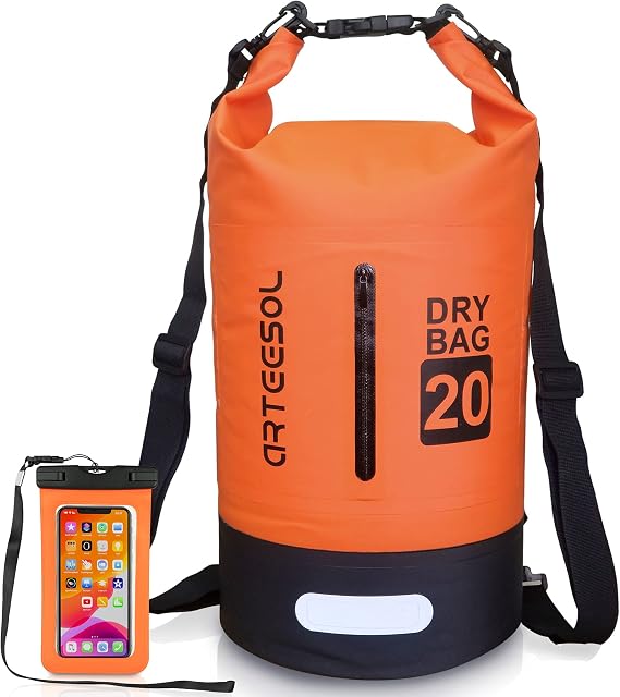 Dry Bag 30L Waterproof Bag with Phone Pouch Double Shoulder Strap Backpack for Travelling Fishing Cycling Kayaking Swimming Boating Beach