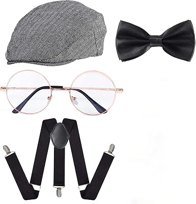 Beelittle 1920s Men Costume Accessories Old Man Costume Grandpa Cosplay Set