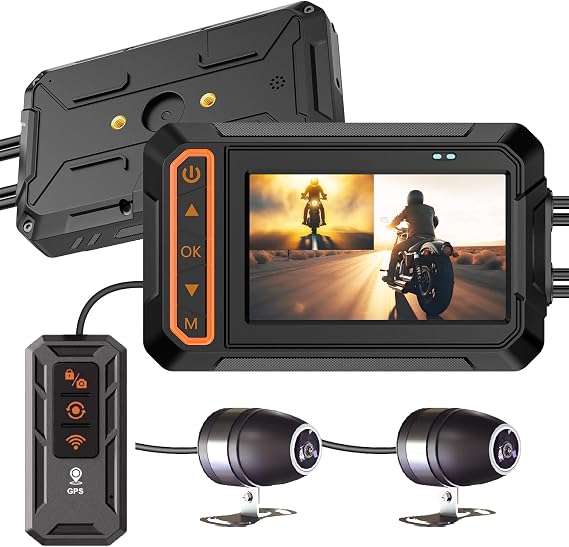 Waterproof Motorcycle Dash Cam Front and Rear Camera 1080P