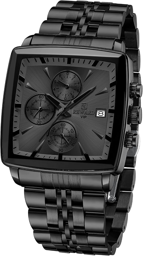 FORSINING Mens Chronograph Sport Watch Waterproof Military Watches Men Analog Quartz Wrist Watch Date Display with Silicone Strap, Black, Bracelet Type