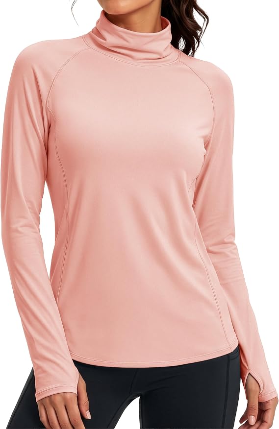 MAGCOMSEN Thermal Tops for Women Turtleneck Fleece Lined Underwear Shirts