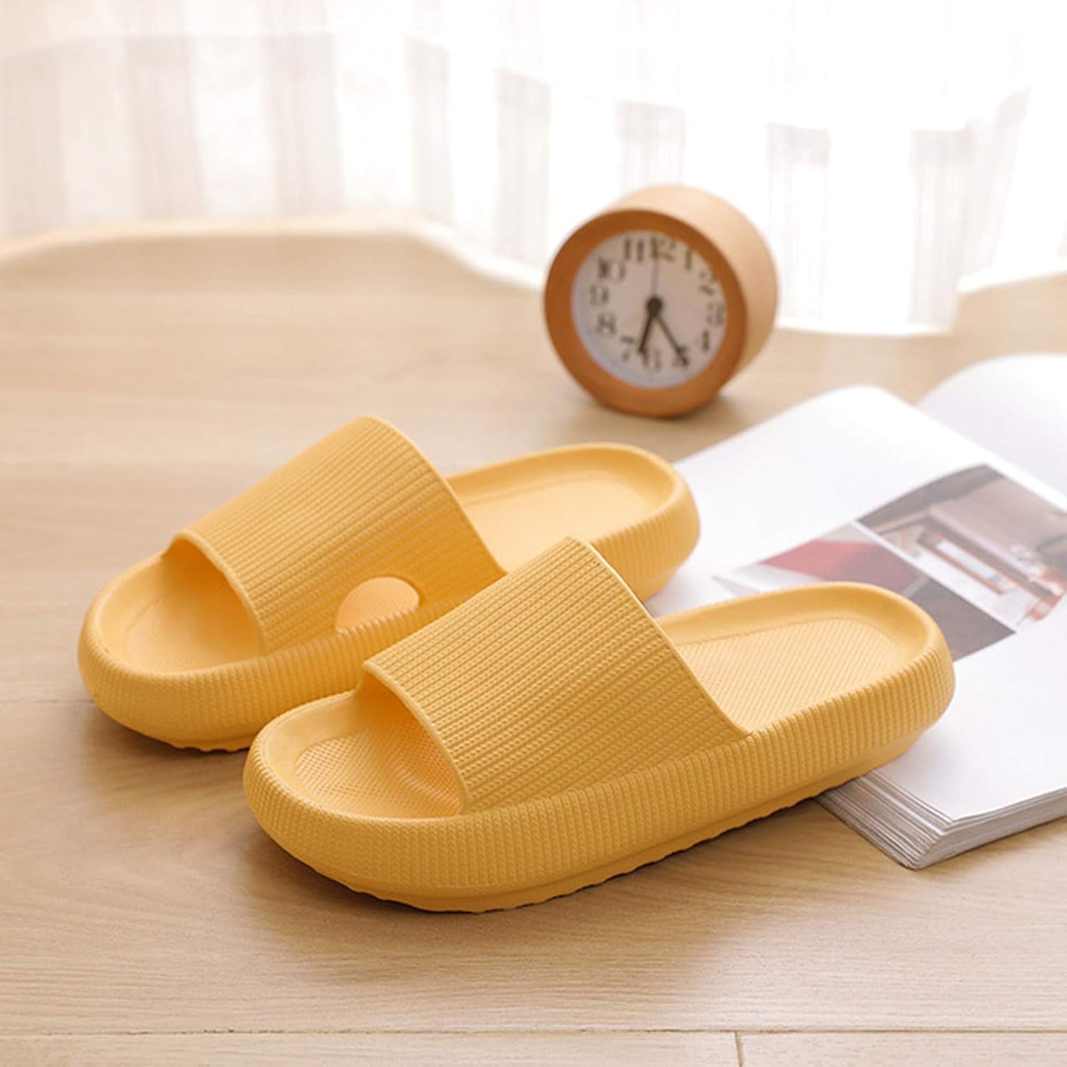 CloudFeet Ultra-Soft Slippers, Super Soft Home Slippers, Pillow Slides, Bathroom Non-Slip Thick Soled Shoes, Quick-Drying Shower Slides 3839 Yellow