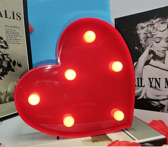 LED Light Up Letter, Valentine Gift - Light Up Marry Me Sign with Warm White LEDs - Proposal Sign, Will You Marry Me Sign, Wedding Sign, Engagement Sign, Romantic Proposal (Letter Red Love Heart)