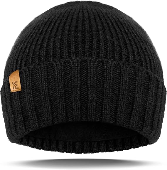 MIG4U Men Winter Beanie Hat with Thermal Lining, Warm Wool Knit Skull Cap Stocking Cuff Hats for Cold Weather