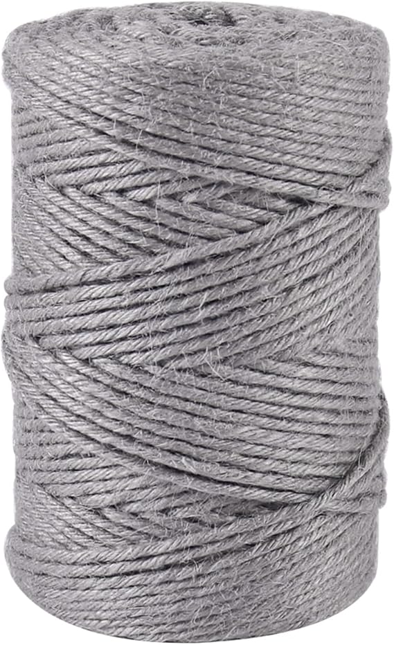 Vivifying 3mm Gray Twine, 328 Feet Strong Jute Rope for Garden, Wrapping, Crafts, Bundling and Decoration