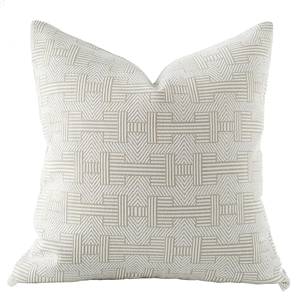 Croker Horse 20x20'' Inches Throw Pillow Cushion Cover - Emma Beige Tawny Birch Stripe Pattern Series Luxury Couch Sofa Pillow for Living Room Bedroom