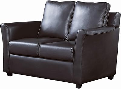 HOMES: Inside  Out Bessemer Transitional Faux Leather Upholstered 2-Seater 53 in. Loveseat for Living Room, Home Office, Dark Gray