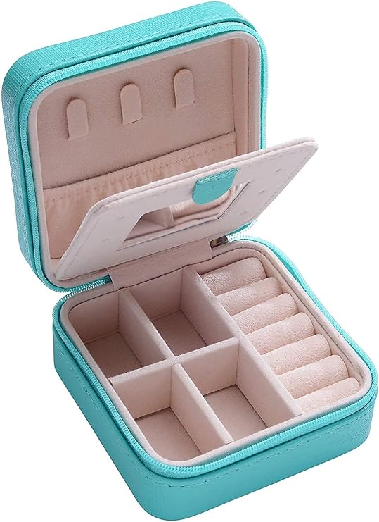 Jewellery Box Organiser Small for Travel, Exquisite Jewellery Storage Box for Women, Lightweight Mini Jewellery Case Organiser with Mirror for Ring, Earrings, Necklace, Jewellery Gift Box (A )