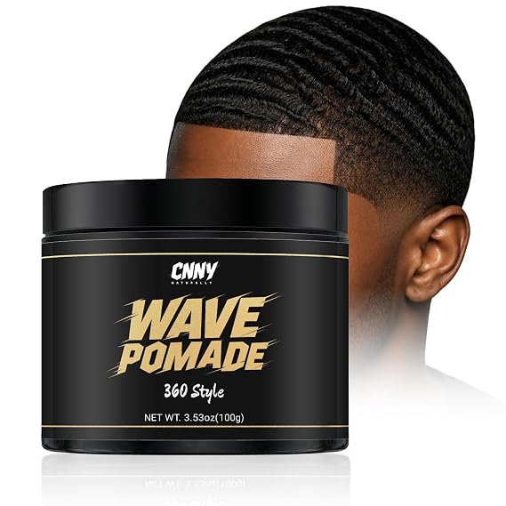 Wave Pomade for Black Men - Strong Hold 360 Waves Pomade for Hair Training, Non-Greasy Wave Builder & Shiner for 360 Waves, Texturizing Cream for Coarse and Curly Hair - 3.53 oz