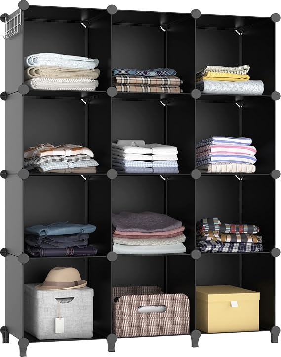 HOMIDEC Closet Organizers and Storage, 12 Cube Storage Organizer, Black