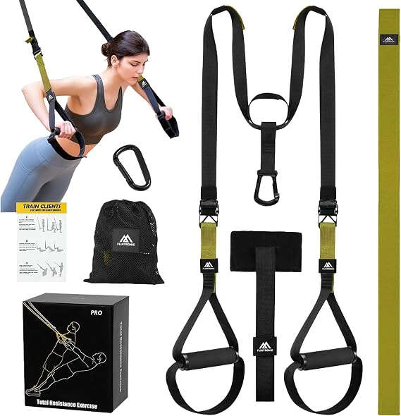 Flintronic Sling Trainer Set, Suspension Trainer System, Home Gym Equipment with Adjustable Door Anchor, Professional Gym Fitness Training Straps for Indoor & Outdoor