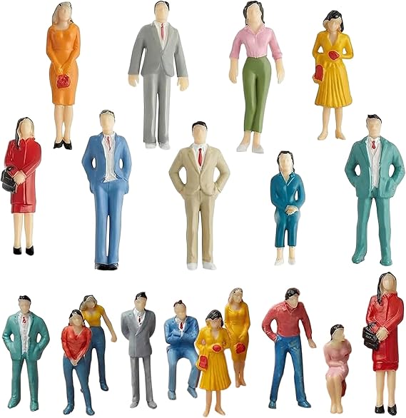 Simsky Pack of 40 Miniature People Figures Mini Figures People Model Figures in Scale 1:50 for Model Railway Architecture Projects Dioramas