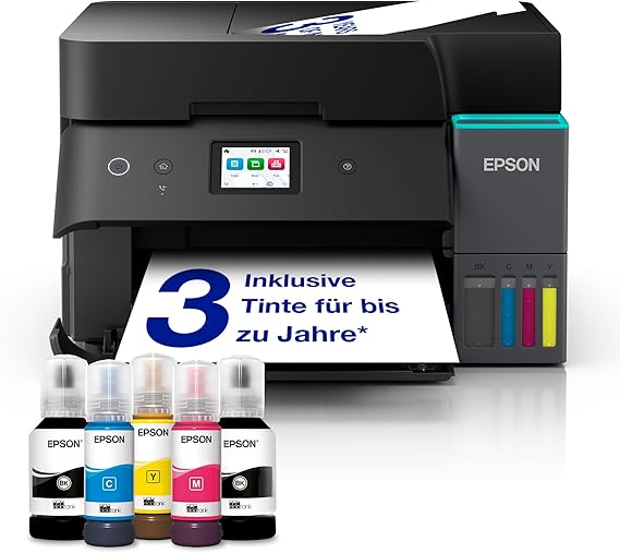 Epson EcoTank ET-4950 Ink Tank Printer for Home Office Wi-Fi & Ethernet A4 (Duplex) Print Scan Copy Fax 6.1 cm Touchscreen ADF Includes Ink for up to 3 Years