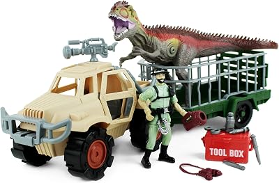 Boley Dinosaur Explorer Toy - Includes a Roaring T-Rex Dinosaur, Explorer Figure, Tool Box, More! - 13Piece Jurassic Action Playset - Offers Hours of Pretend Play
