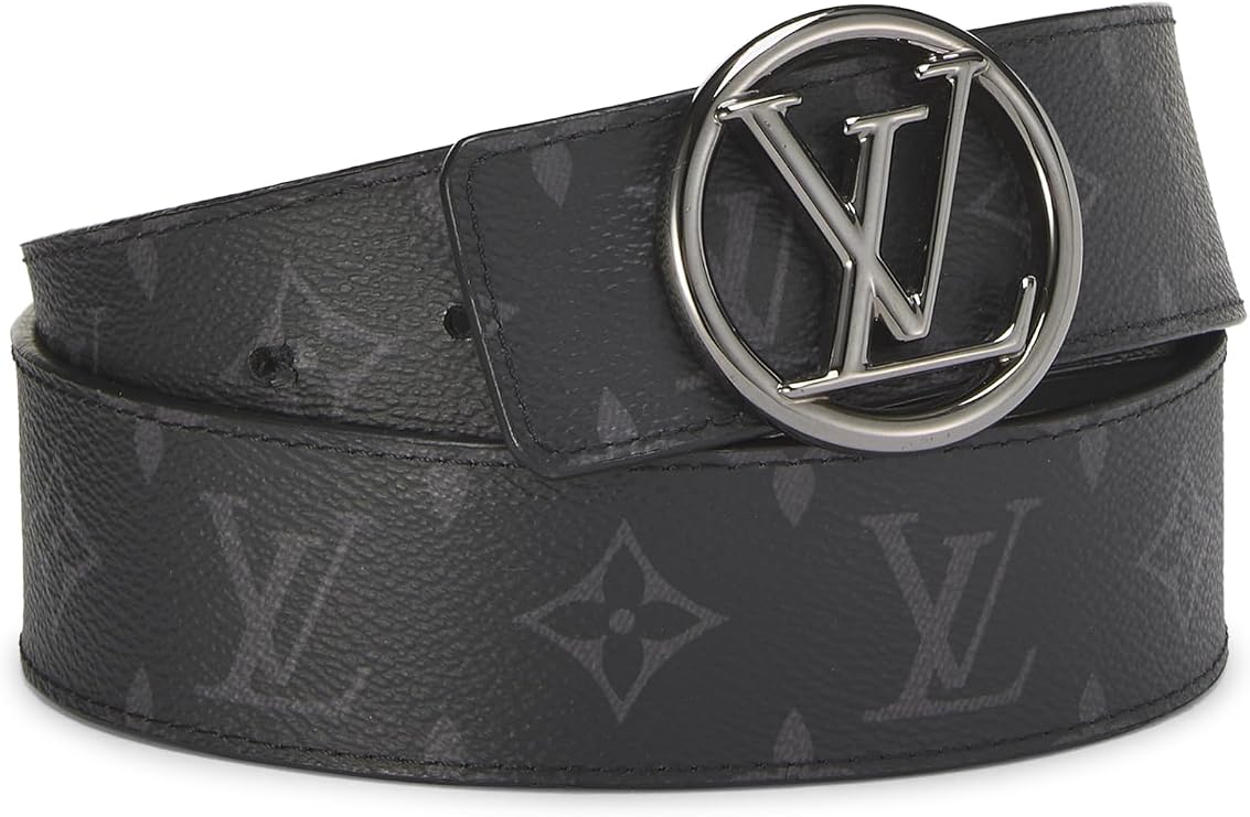 Pre-loved Monogram Eclipse LV Circle Belt 85, Black